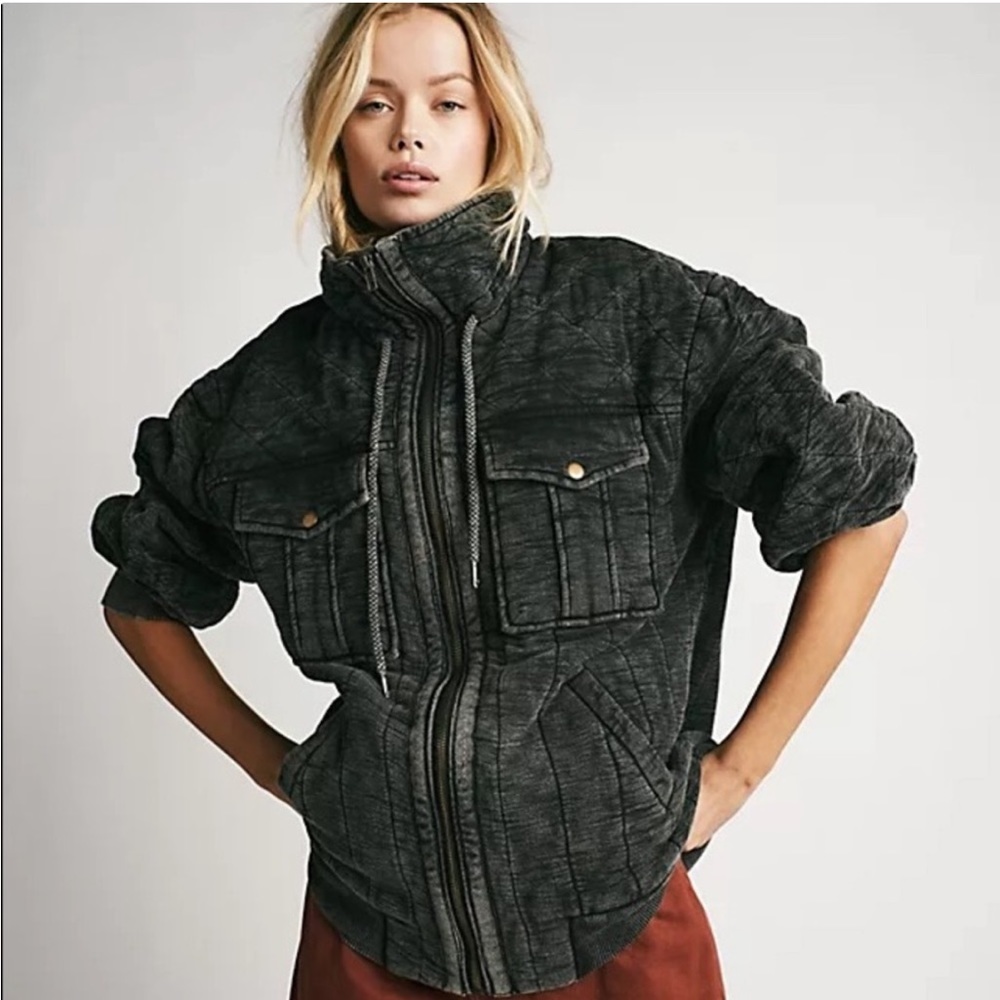 FREE PEOPLE Luna Cozy Bomber Quilted Jacket Z533